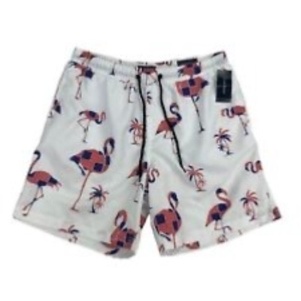 Men’s Club Room Printed Patriotic Pattern 7” Swim Trunks Size S NWT